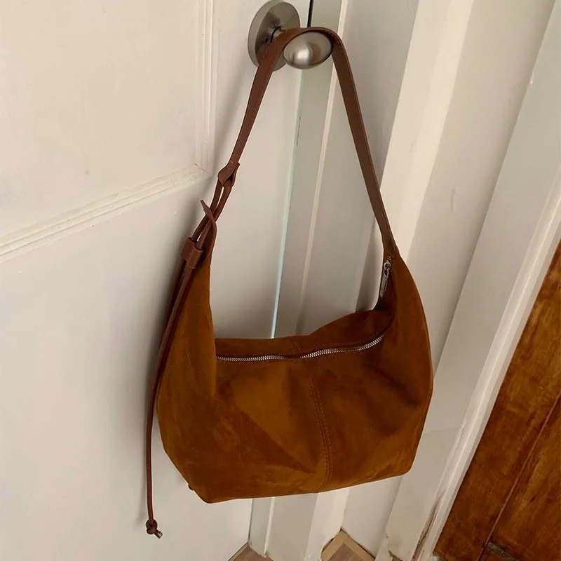 

Мягкие простые сумки через плечо из искусственной замши, женские сумки для шитья, 2021, модные однотонные дизайнерские женские сумки на молнии