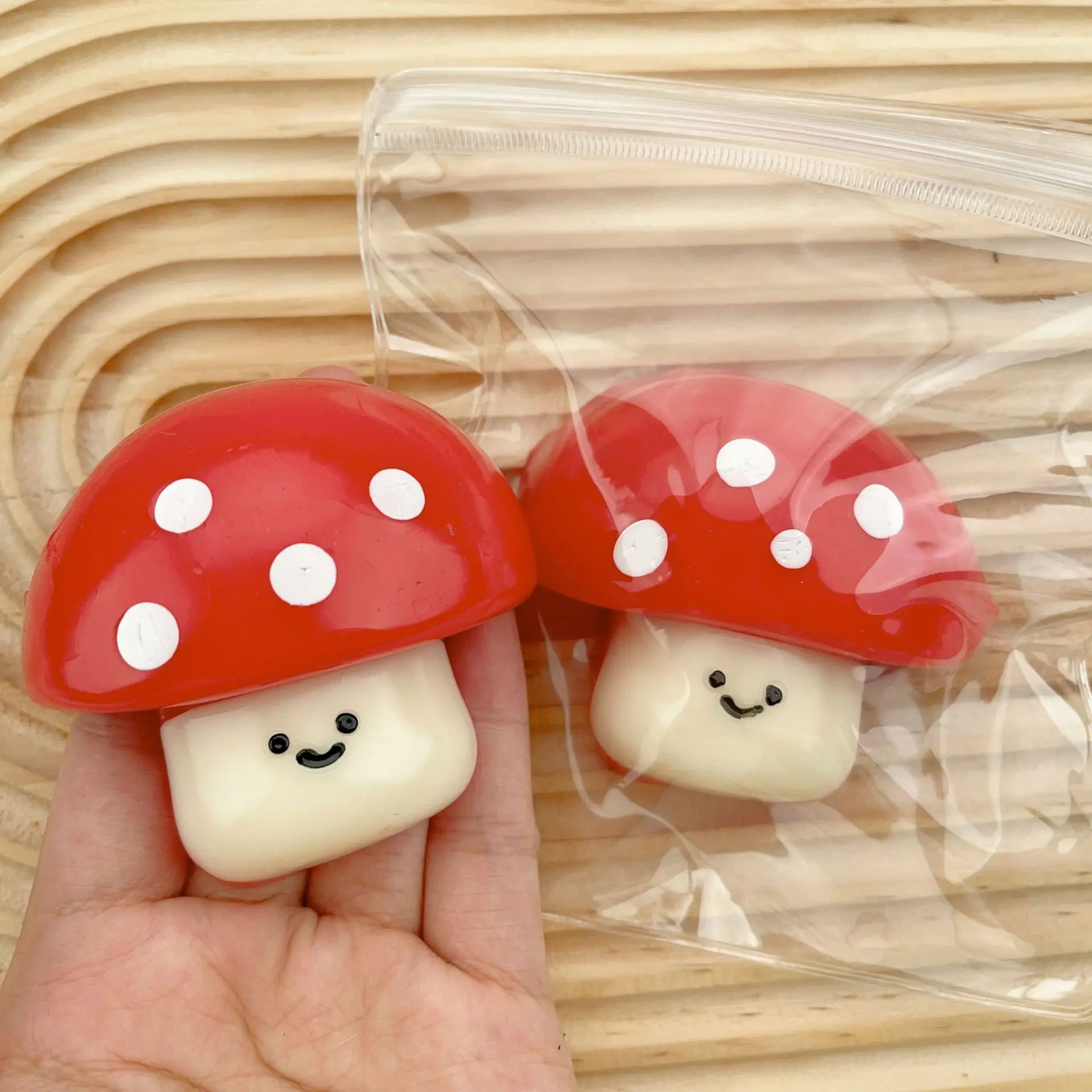 Kawaii Red Mushroom Squeeze Toy Soft Slow Rebound Stress Relief Toys Cute Mushroom Squish Mochi Sensory Toy For Kids Gifts