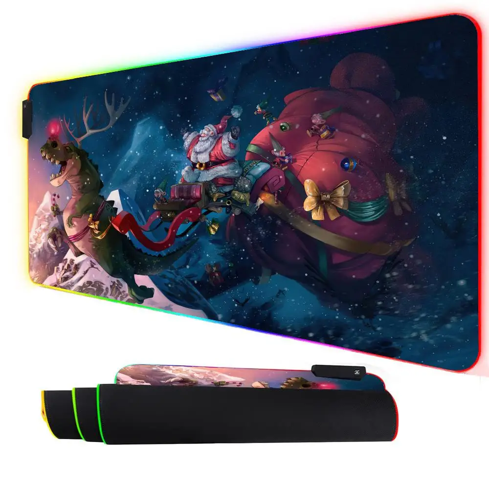 

RGB Mouse pad Santa Claus illustration gaming mat rubber anti-slip Desk Mat LED glow Gaming keypad mousepad gamer pc accessories