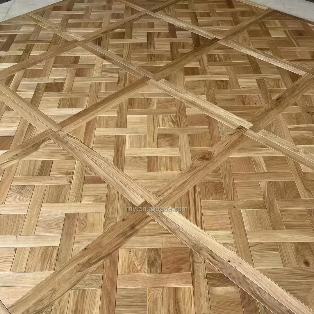 Versión personalizada del piso de madera de ingeniería de parquet de roble, piso artesanal cepillado de alta calidad