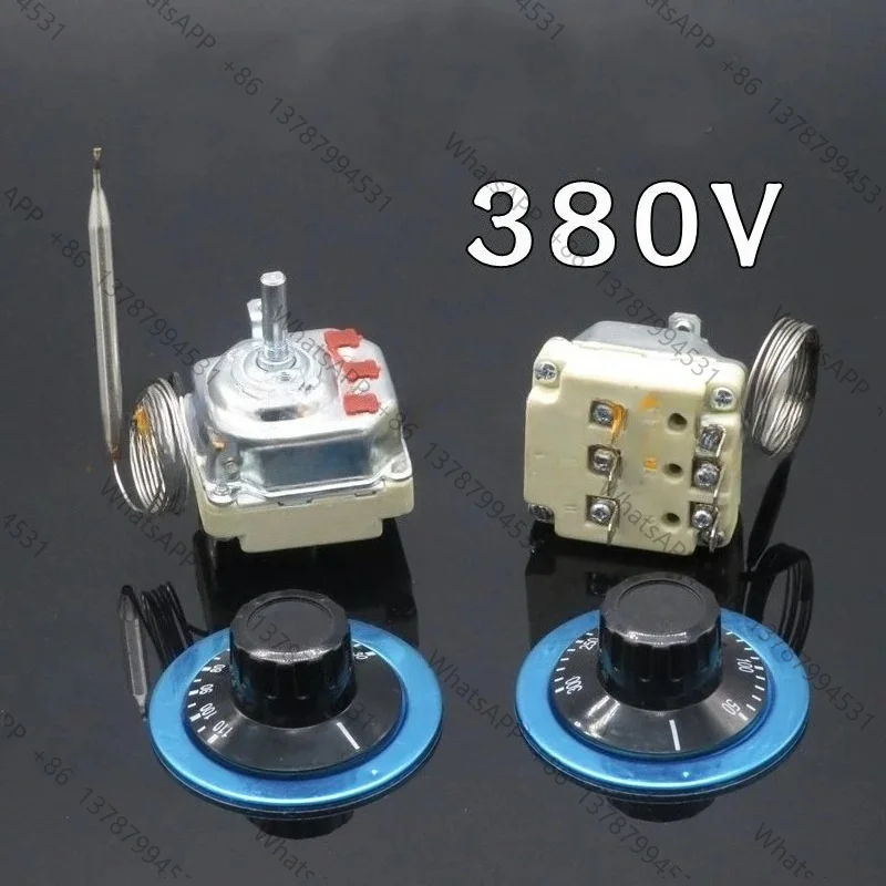 1Pc 6Pin 3Phase 380V 25A16A 30-110C50-300C Adjust Knob Probe TemperatureController Capillary ThermostatSwitch Boiler Tank Heater