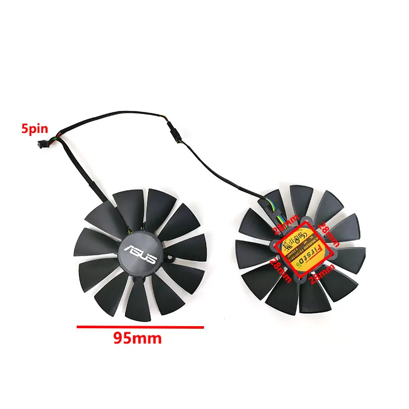 NEU 5PIN 95MM T 129215 SU FD10015H12S Lüfter passend für ASUS STRIX-R9 380 GTX970 980 980 Ti GAMING Grafikkarten-Lüfter