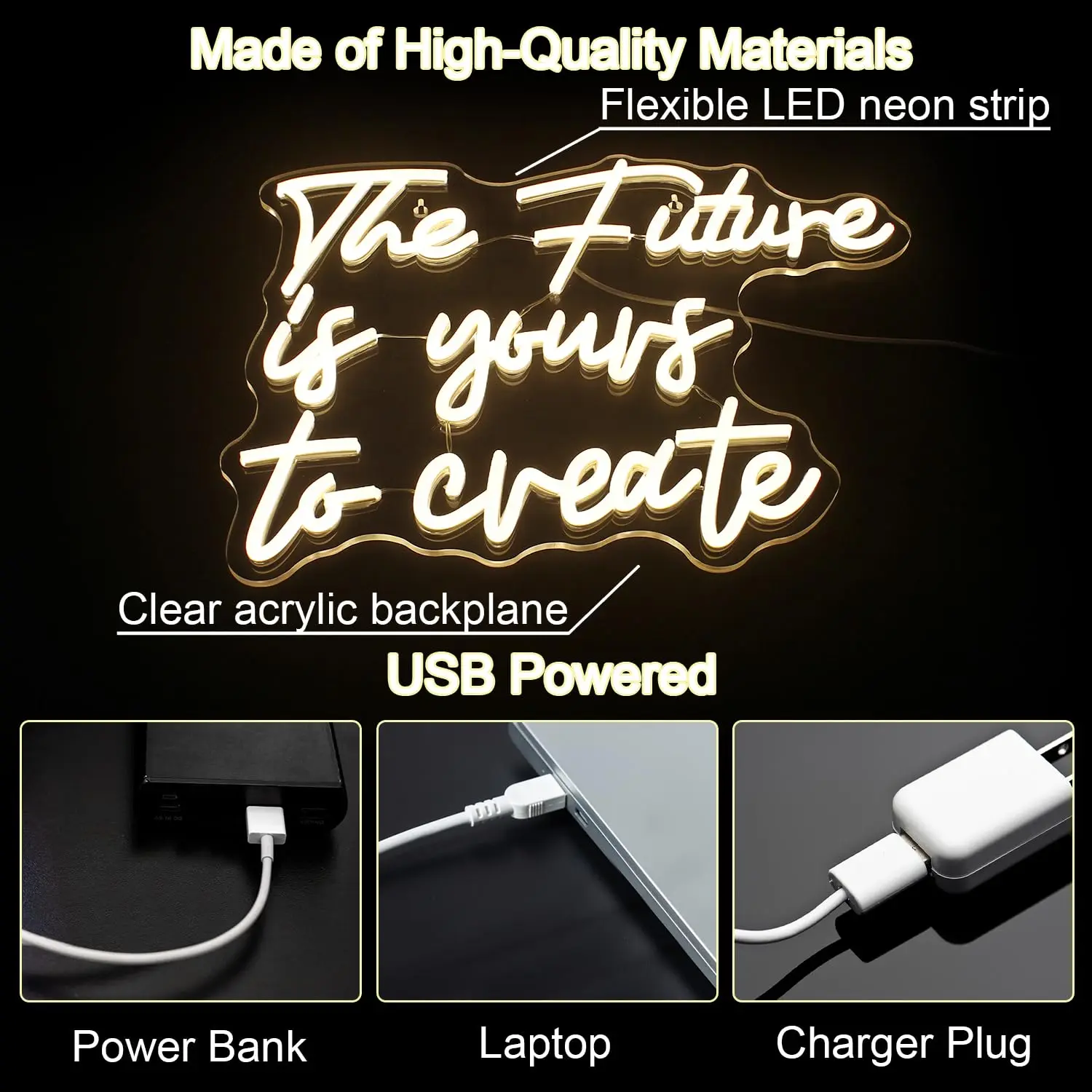 المستقبل هو لديكور الحائط بعلامات النيون LED، لغرفة النوم، والنوافذ، وغرفة المعيشة، والمكتب، وغرفة الأطفال