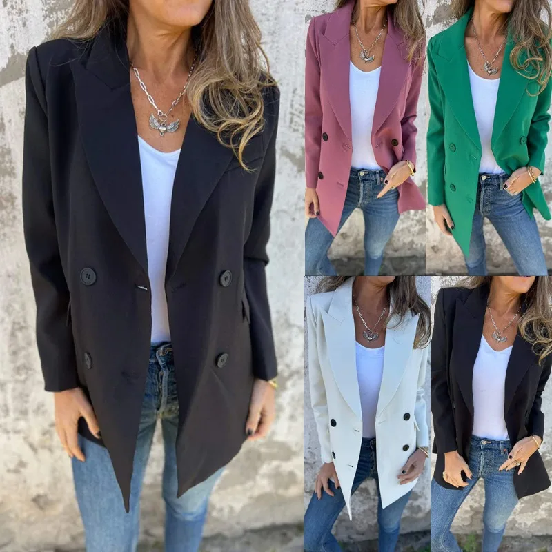 

For Women Clothing Tops 2025 Autumn and Winter New Fashion Women's Coats Solid Color Fashion Long Sleeve Blazer