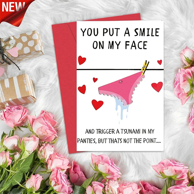 

Funny Naughty Valentine's Day Greeting Card, Humorous Love Card for Him Her, Romantic Flirty Tsunami Themed C