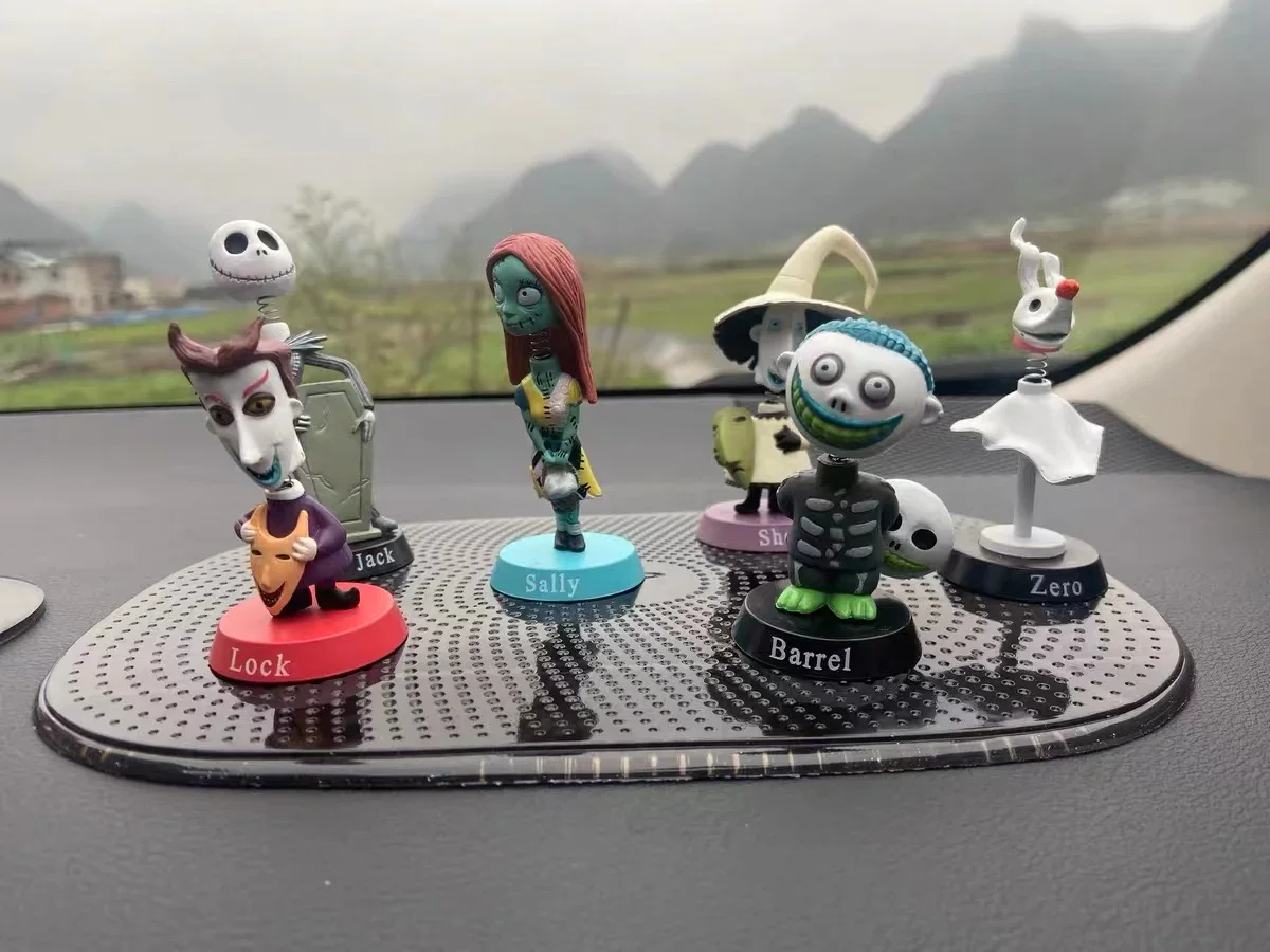 6pcs/lot The Nightmare Before Christmas Jack Shock Sally Zero Lock figure Bobblehead Shaking head statue Car ornament decor gift