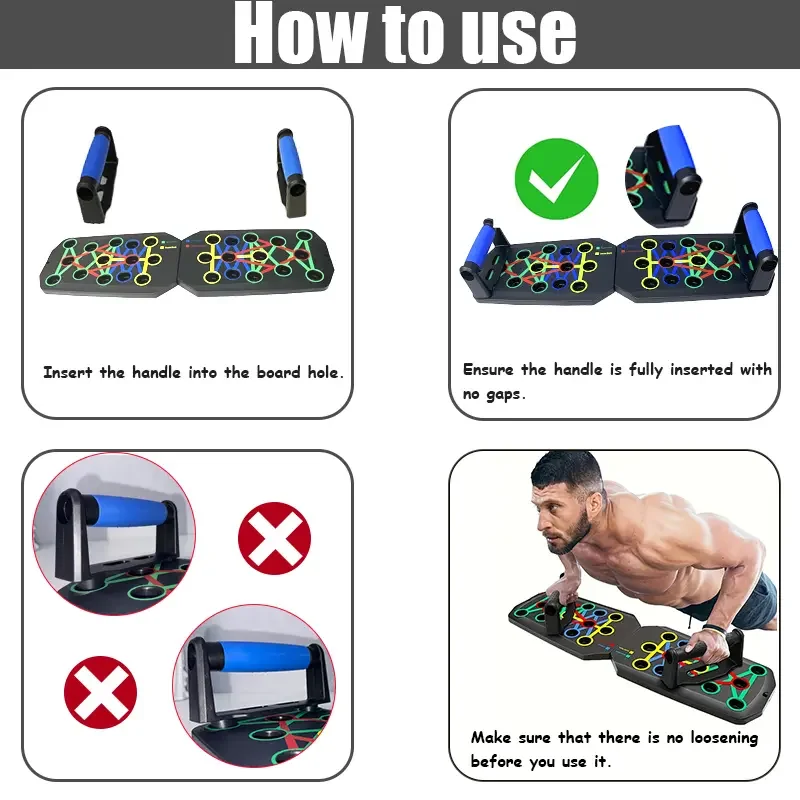 Multi Function Push Up Board Adjustable Color Coded Chest Shoulder Arm Triceps Trainer Portable Foldable Home Gym Strength Workout Equipment
