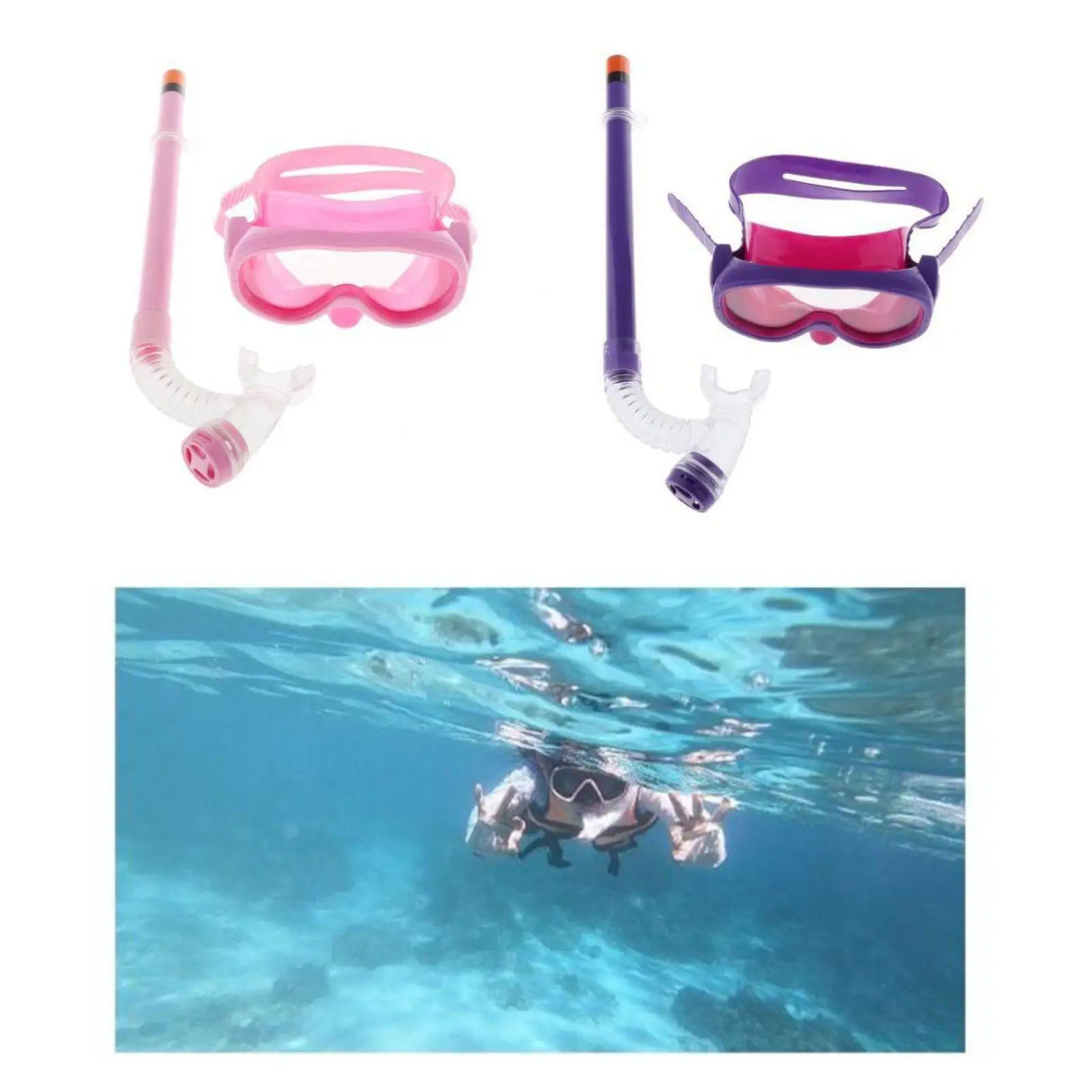 2Pcs Snorkel Set Swim Goggles with Snorkel Combo Snorkeling Equipment Dive Goggles Snorkel