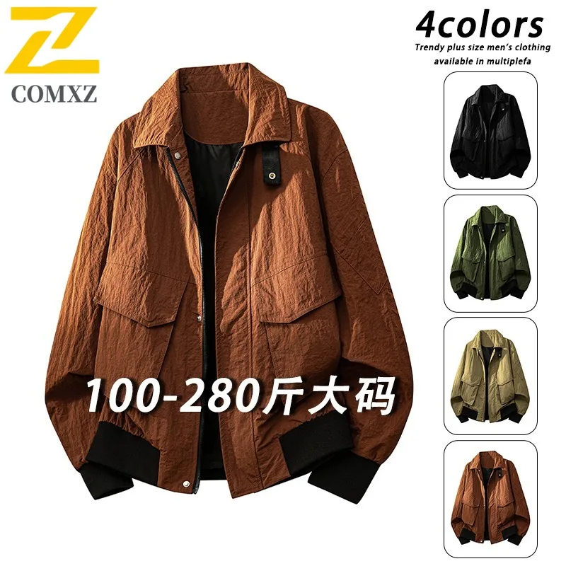 

COMXZ Mens New Nylon Crepe Vintage Lightweight Luxury Business Jacket for Spring and Autumn breathable lightweight windbreaker