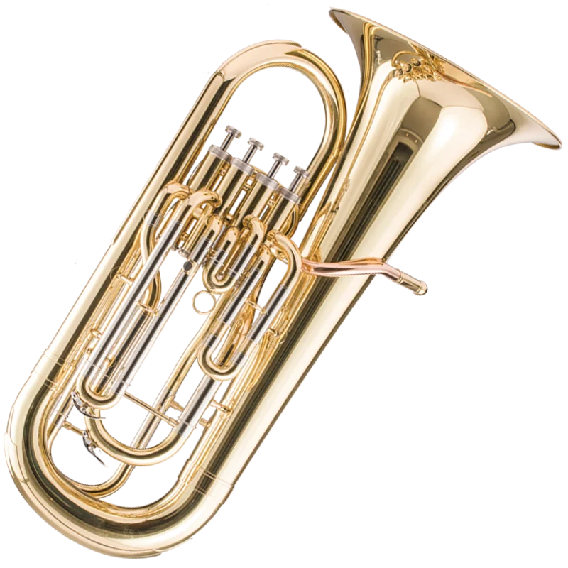 Bb Non‑Compensating Euphonium 4 Inline Valves Gold Lacquer Brass Instrument For Beginner Band Stage Use