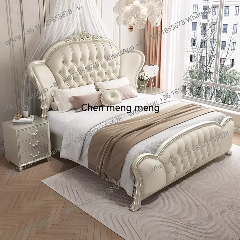N138  Luxury 180x200cm Nordic Home Full Size Bed Frame With Headboard Double Bed Full Marriage Bedrooms Royal Bedroom Furniture