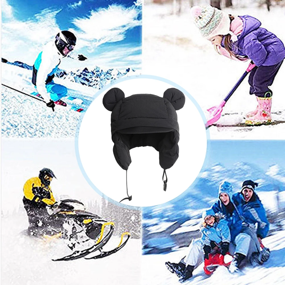 Fashion Down Cotton Ear-flapped Hat Warm Ski Hat Windproof Ear Protection Hat Outdoor Snowing Beanies for Women