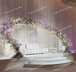 with acrylic bead)New Wedding Stage Backdrop Decoration Arch Curve Shape Metal Backdrop Stand Without Hanging Crystal