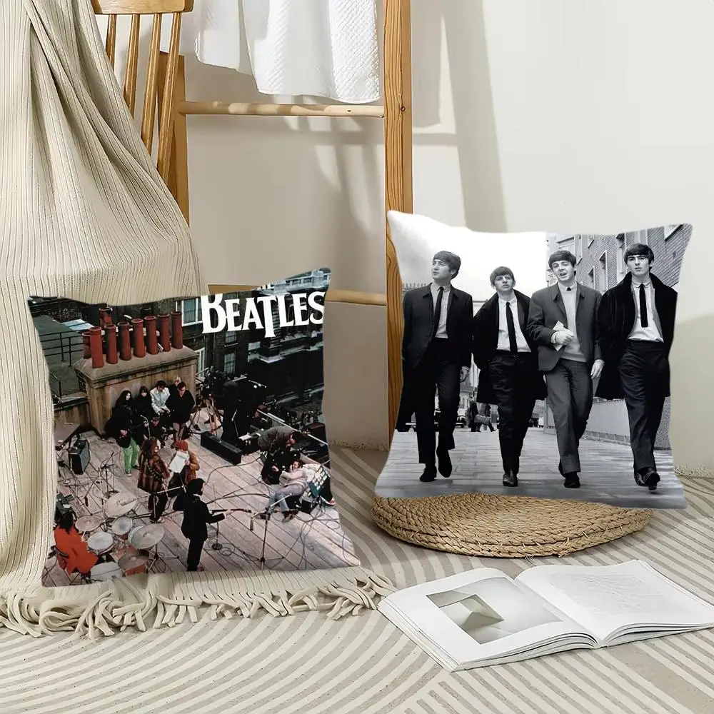 The B-Beatles Rock Band Cushion Cover Pillow Case Short Plush Square Throw Pillow Covers Pillowcase Sofa Home Decor Gift
