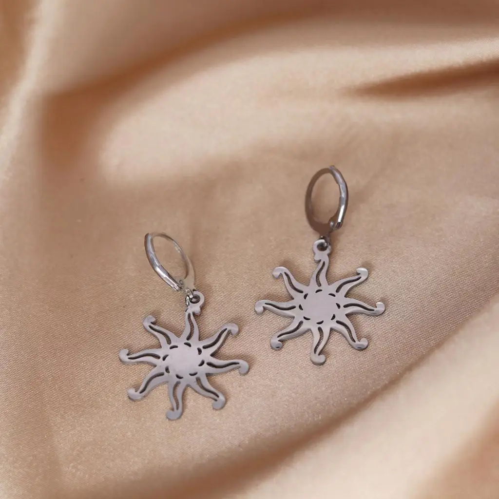 

Cxwind Stainless Steel Sun Earrings Boho Charm Celestial Dainty Starfish Earring For Women Collier Femme BFF Jewelry Gift