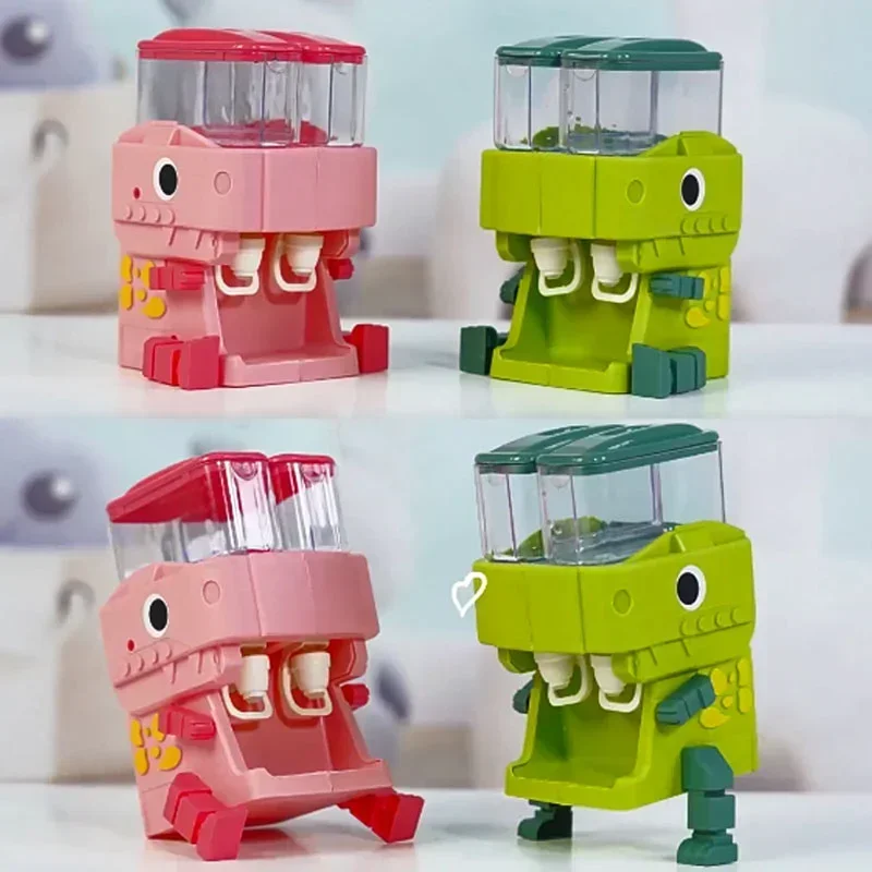 Adorable dinosaurio para niños, juguete dispensador de agua doble, agua fría/cálida, jugo, fuente para beber, juguete de cocina de simulación