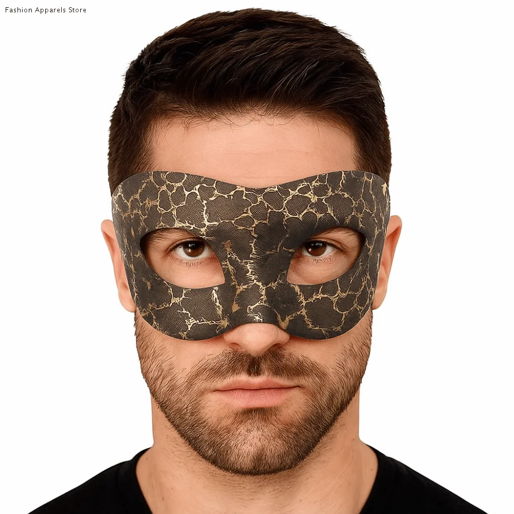 

Retro Plastic Halloween Masks Durable Reusable Jazz Mask Venetian Masquerade Gold Half Face Mask Men