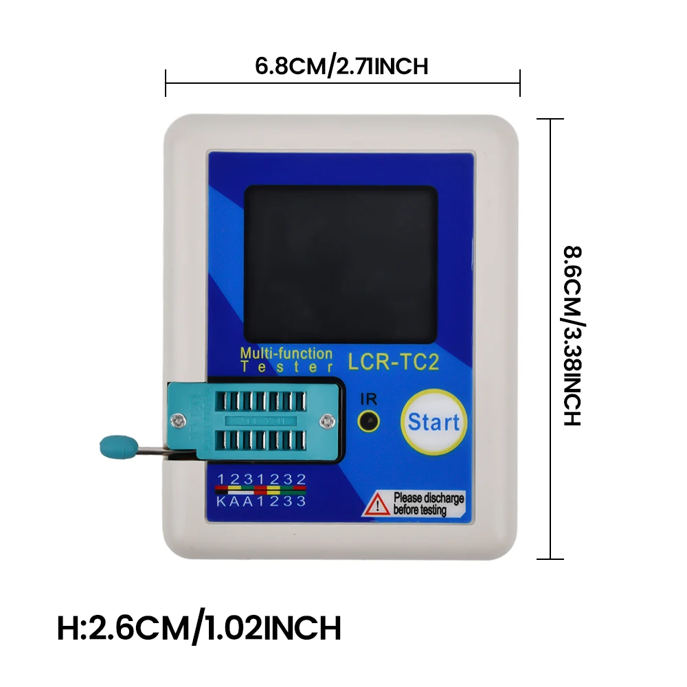 LCR-TC2 Transistor Tester Multimeter LCD Diode Triode Capacitor Resistor Test Meter ESR MOSFET NPN PNP Triac MOS/PNP/NPN