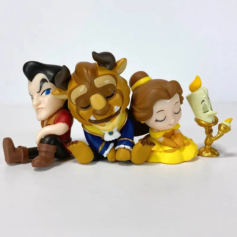 TOMY genuino 4 Uds Gashapon La Bella y La Bestia figura de Anime juguetes para niños regalo adornos de modelos coleccionables