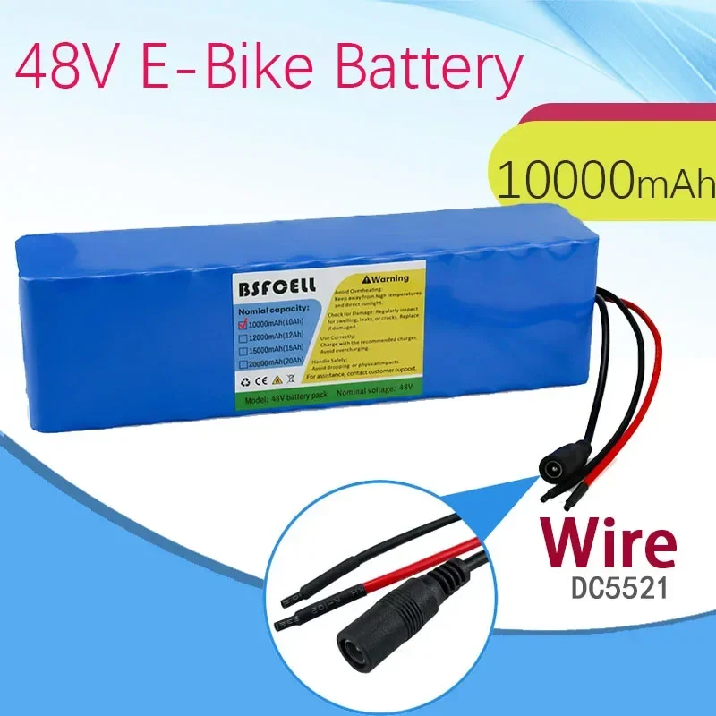 48V E-Bike Battery Li-ion Battery 10Ah Wire Connector and BMS For electric bicycle