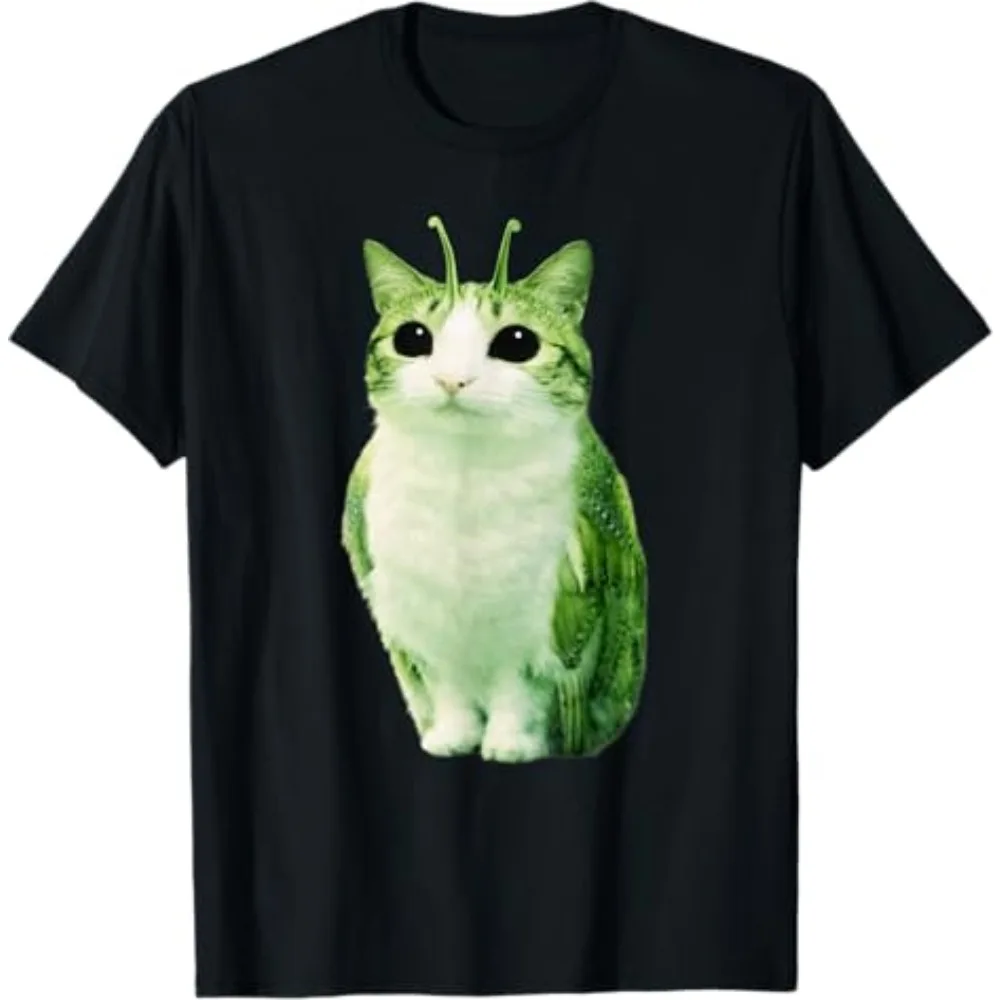 Neon Green Alien Cat T-Shirt Retro 90s 
