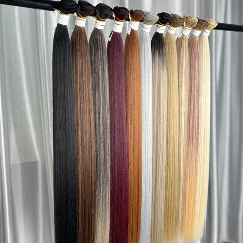 Imagen 2 del producto Mechones de pelo liso YunRong, extensiones de cabello sintético, pelo de fibra resistente al calor de primera calidad, tejido de pelo liso Yaki