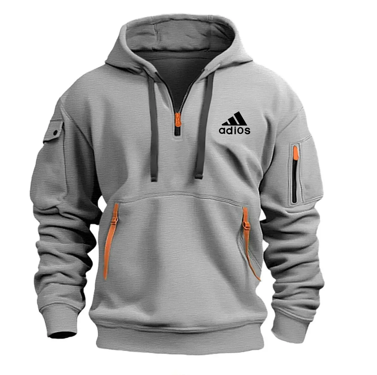 

New 2025 spring and autumn men's casual pullovers, outdoor fashionable jogging hooded sweatshirts with half zipper thermal tops