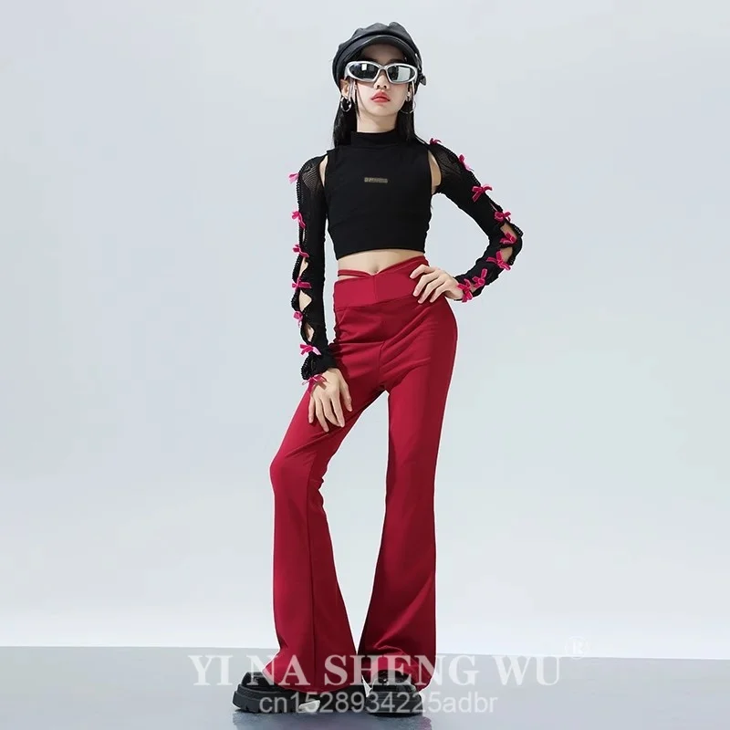 مجموعة رقص الهيب هوب للأطفال البنات Street K POP أزياء أداء رقص الجاز المنافسة الزي الموسيقى مهرجان المرحلة السراويل زي