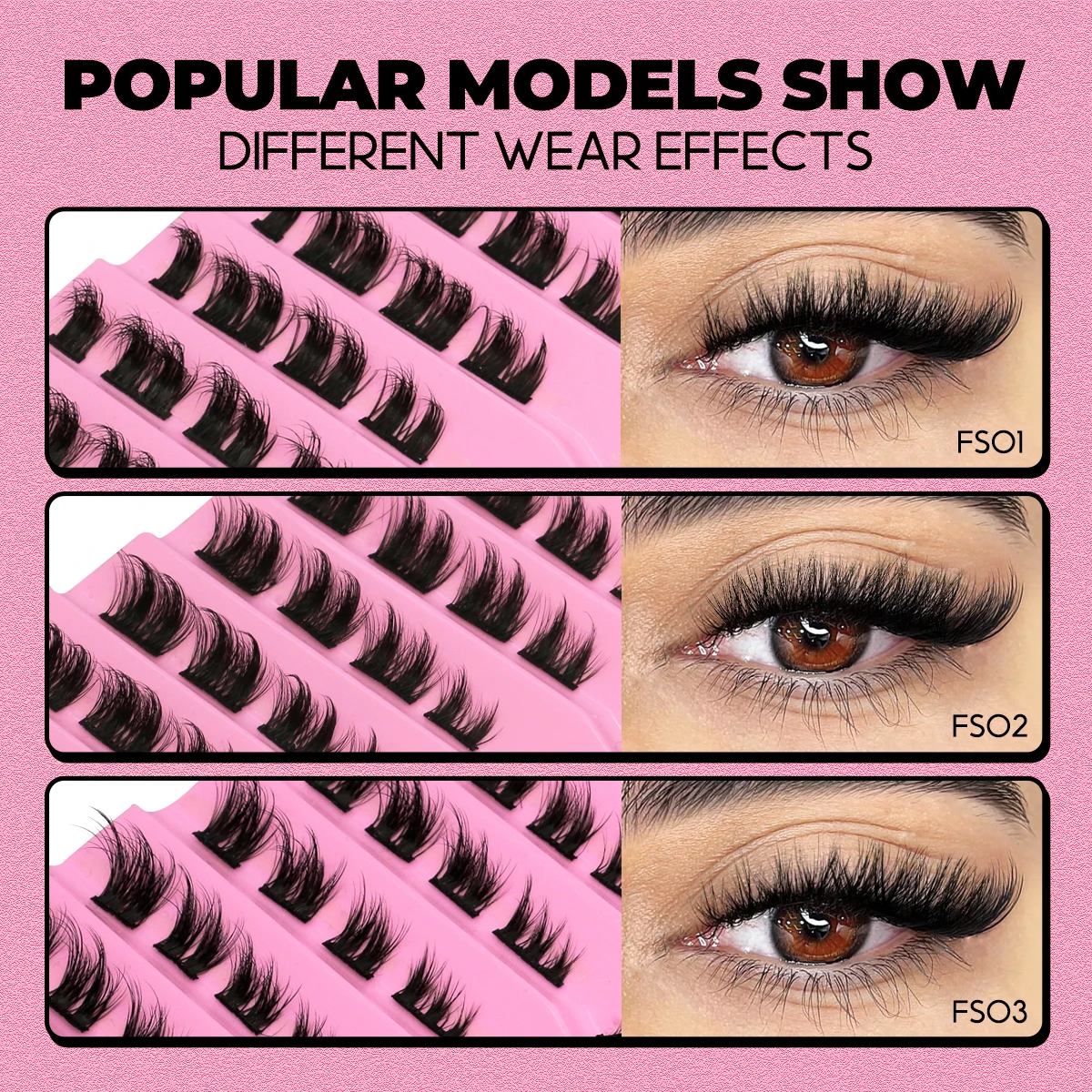 Lasvirey Ciglia a grappolo fai-da-te Estensione ciglia individuali Vassoio misto Volume naturale Ciglia finte visone Manga Lash Cluster Trucco