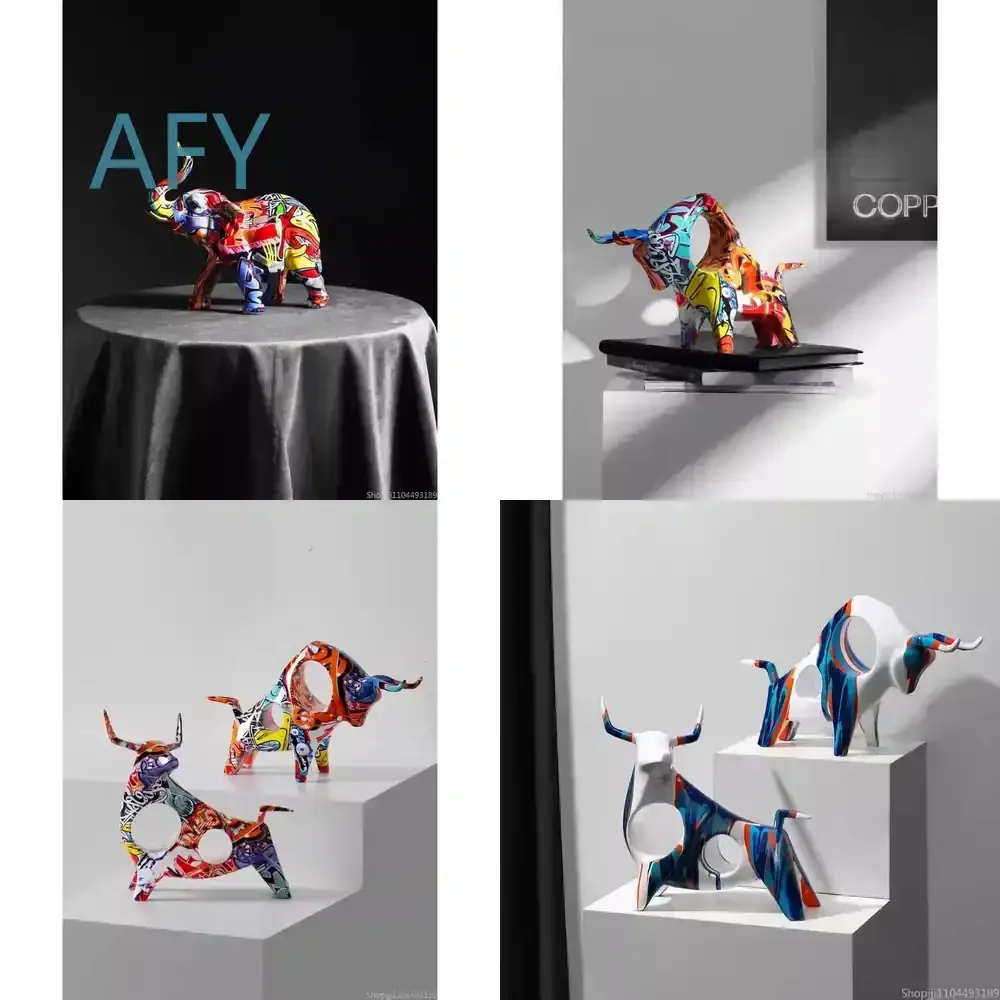 Modern Creative Graffiti Animal Figurine Resin Home Decor for Living Room Office Desktop Accent Decor Gothic Decor for Sofa