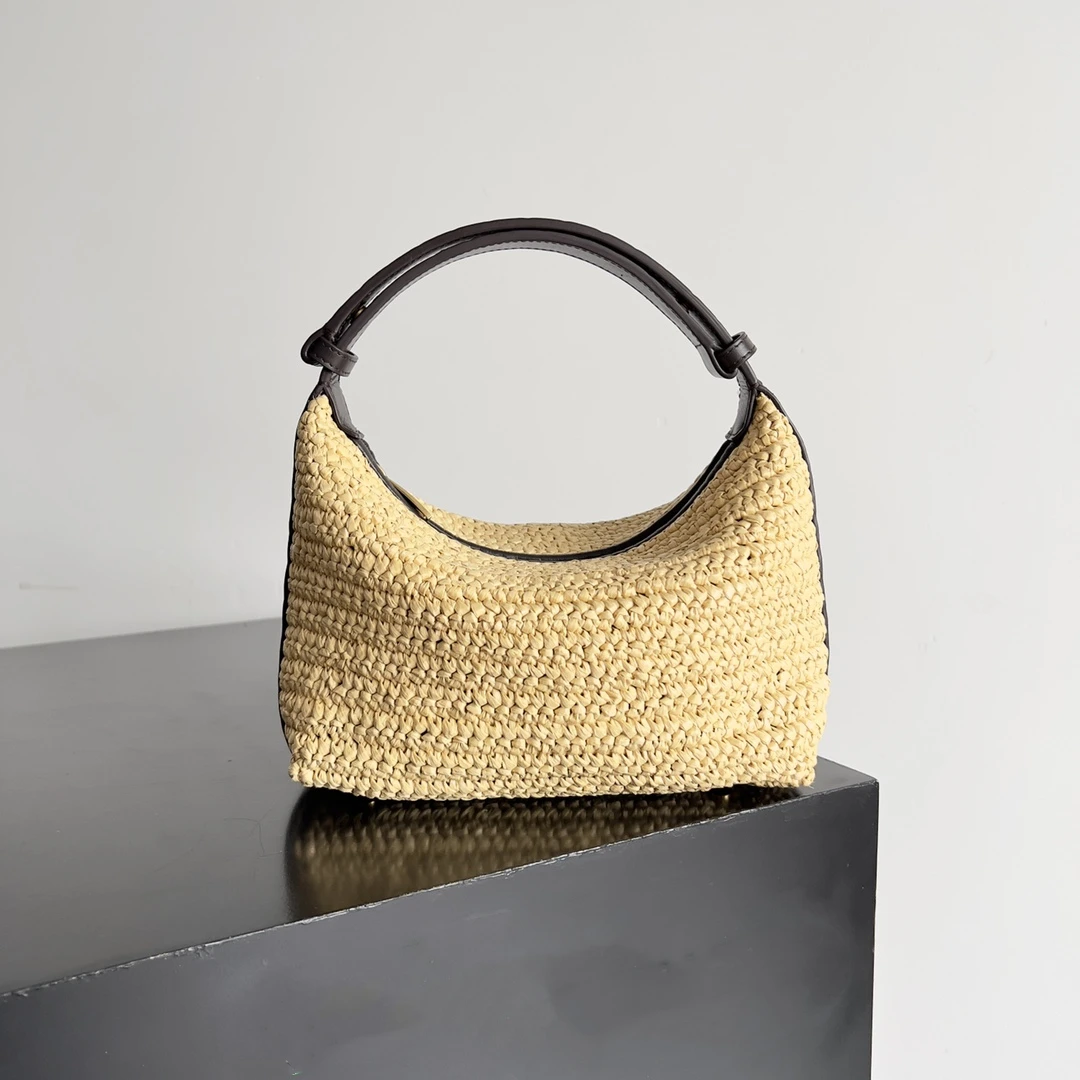 

2025 New Luxury Designer Classic Beach Straw Woven Bags for Women Famous Brand Handbag Purse in Sequined Handle Underarm Bags