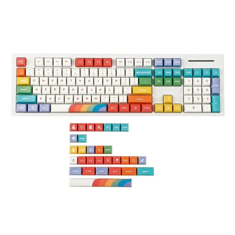 1.6mm Thickness Rainbow MDA Profile Dye Sub Keycaps Ergonomic PBT Keyset For TKL 61 64 68 75 87 96 104 GMMK MX Keyboard