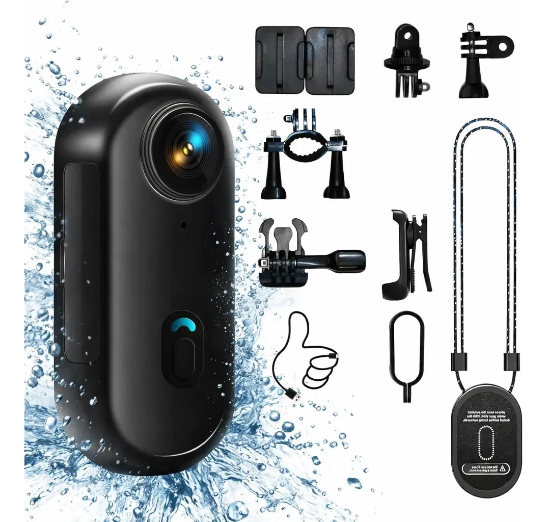 Action Camera 4K per Bici e Moto, Mini Telecamera Magnetica Indossabile con WiFi, Impermeabile, Ideale per Vlog di Ciclismo Casual