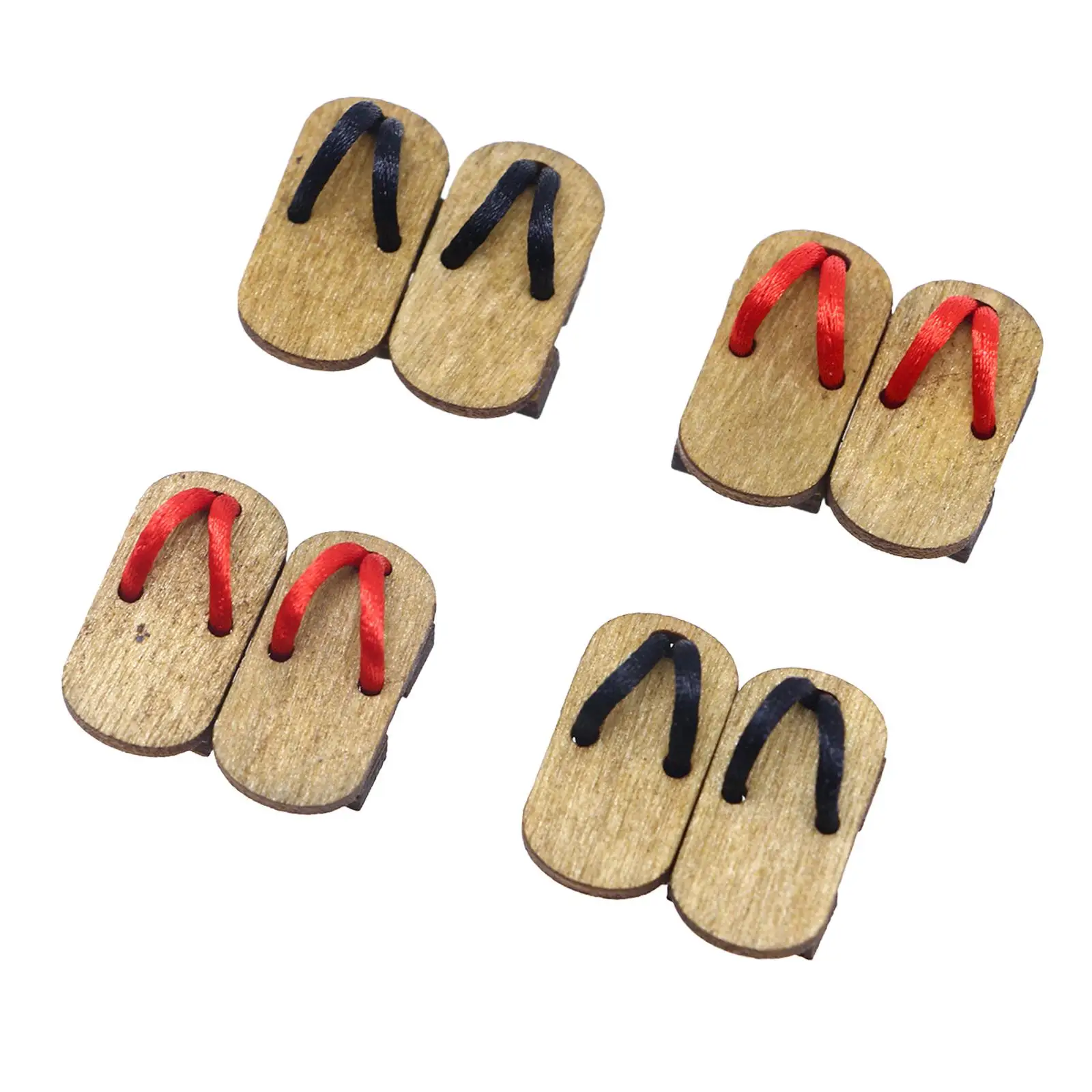 รองเท้าไม้จิ๋วสำหรับบ้านตุ๊กตา ขนาด 1:12 จำนวน 6 คู่ 4 ชิ้น อุปกรณ์ตกแต่งบ้านตุ๊กตา