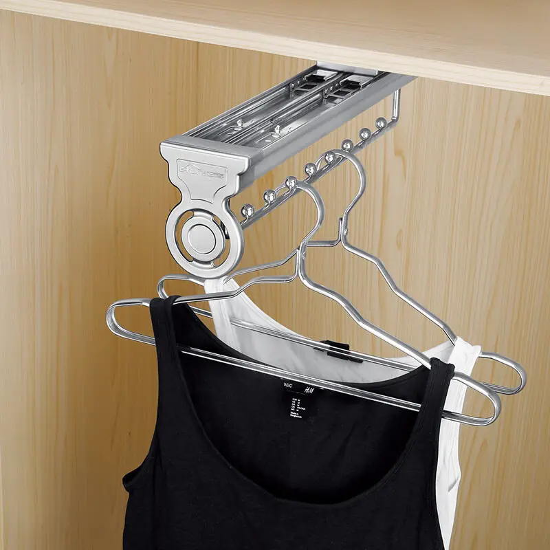 Wardrobe Clothes Rail Retractable Cabinet Inner Clothes Rack Top-Mounted Telescopic Push-Pull Hanging Rod Hardware Accessories