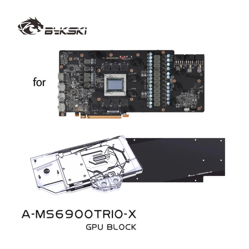 Bloque de Refrigeración Líquida Bykski para Tarjeta Gráfica MSI RX 6800 6900 6950 XT Gaming X Trio / Proceso de Cobre Rojo Cromado A-MS6900TRIO-X
