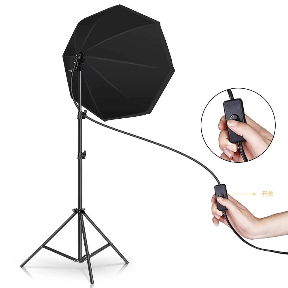 SH Photo Softbox Kit Use For LED Light Brightness Flash With 2M Stand Photo Studio Accessories Various Of Bulb 70cm Octagon