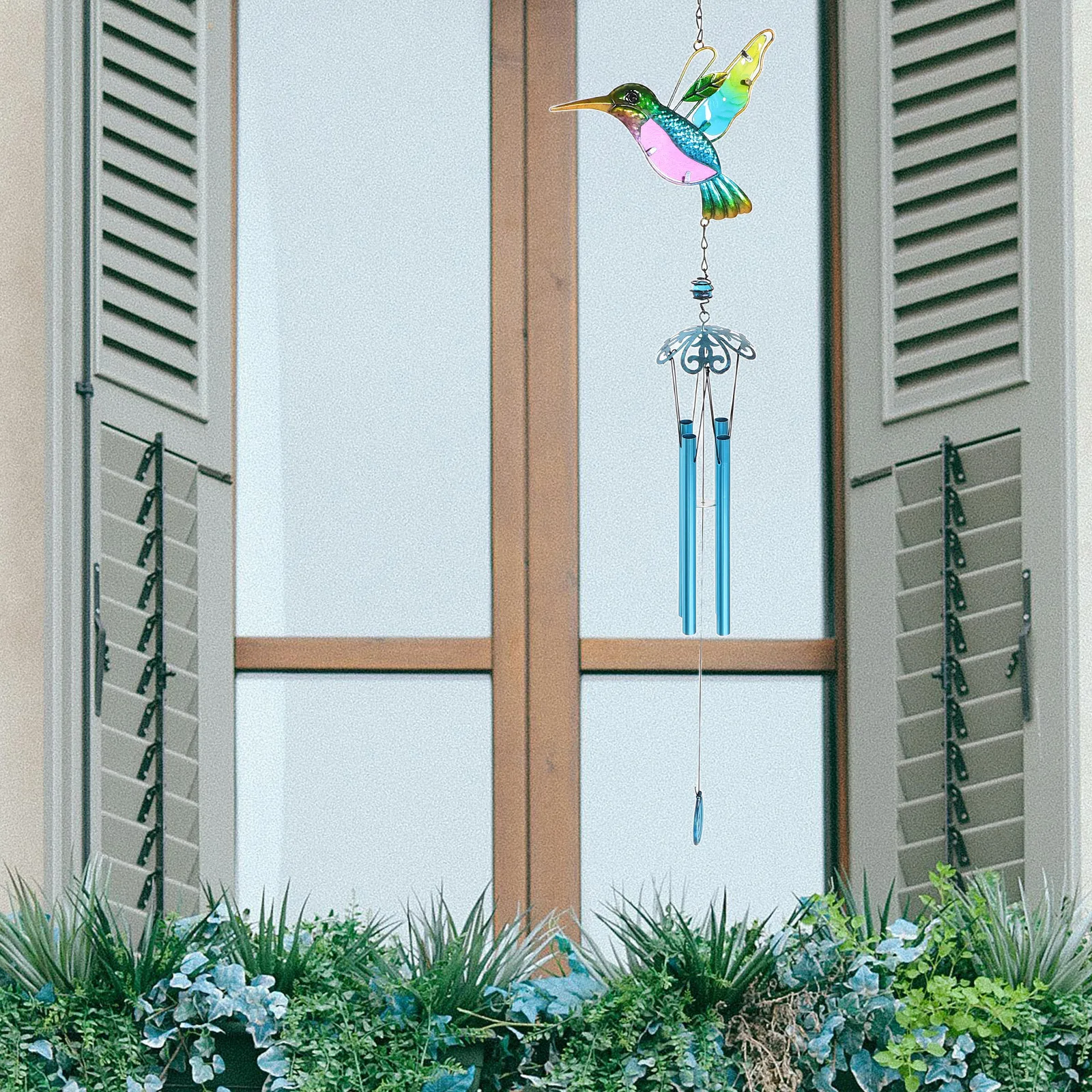 

Decorative Hummingbird Wind Chime Iron Outdoor Hanging Bell Large Porch Garden Music Box Large Wind Chime