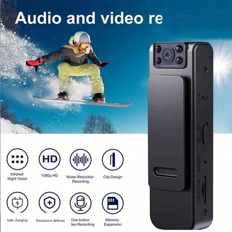 Handheld Sports Camera, HD 1080P Thumb Camera, Long Life Portable Back Clip Night Vision, Outdoor Sports Recorder Magnetic