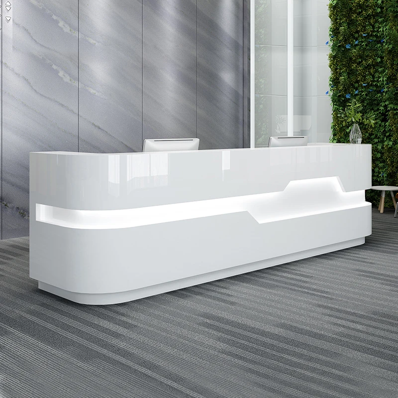 แผนกต้อนรับคุณภาพสูงการออกแบบอุตสาหกรรมยินดีต้อนรับพนักงานต้อนรับลูกค้าโต๊ะทํางานที่ทันสมัยสํานักงานธุรกิจ Escrivaninha เฟอร์นิเจอร์