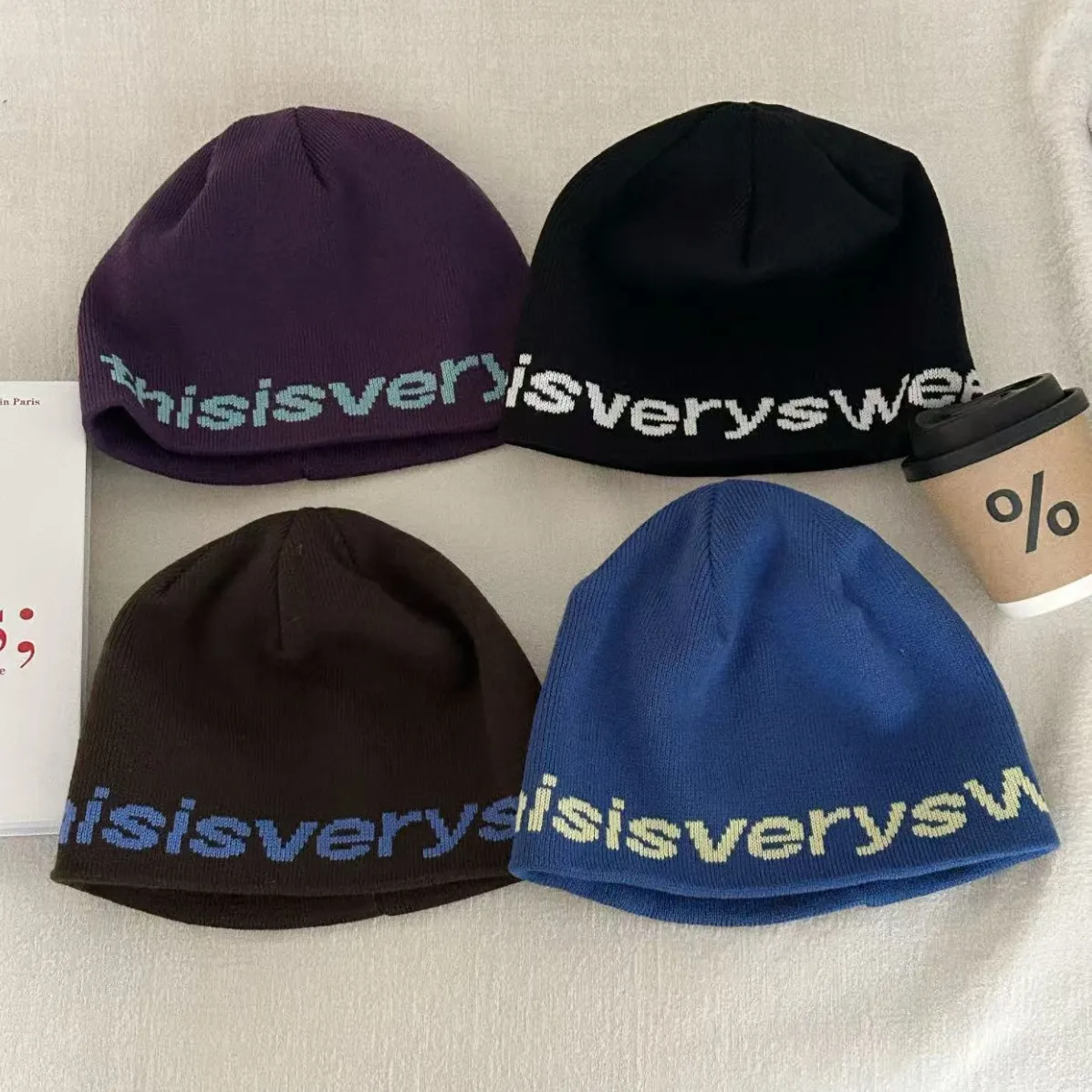 Unisex Neue Brief Drucken Gestrickte Hut Y2K Motorhaube Caps Warme Beanie Hüte für Frauen Outdoor Casual Street Wear Beanies für Mädchen – Detail 18