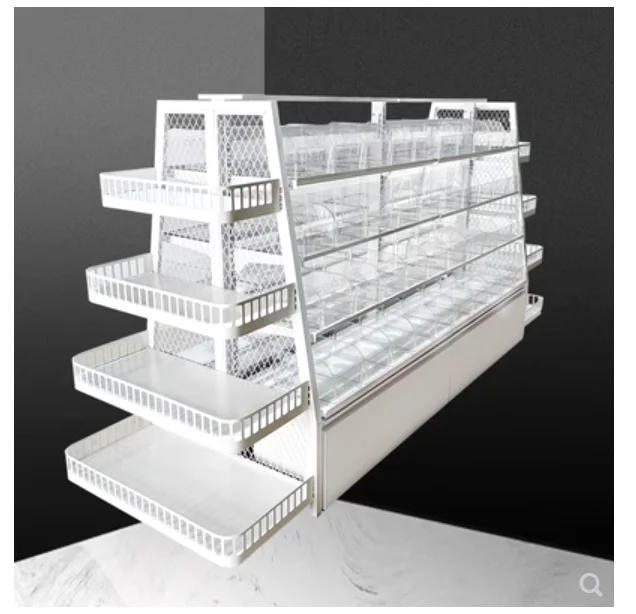 Snack shelves supermarket bulk small food box single and double side good want to snack store display rack