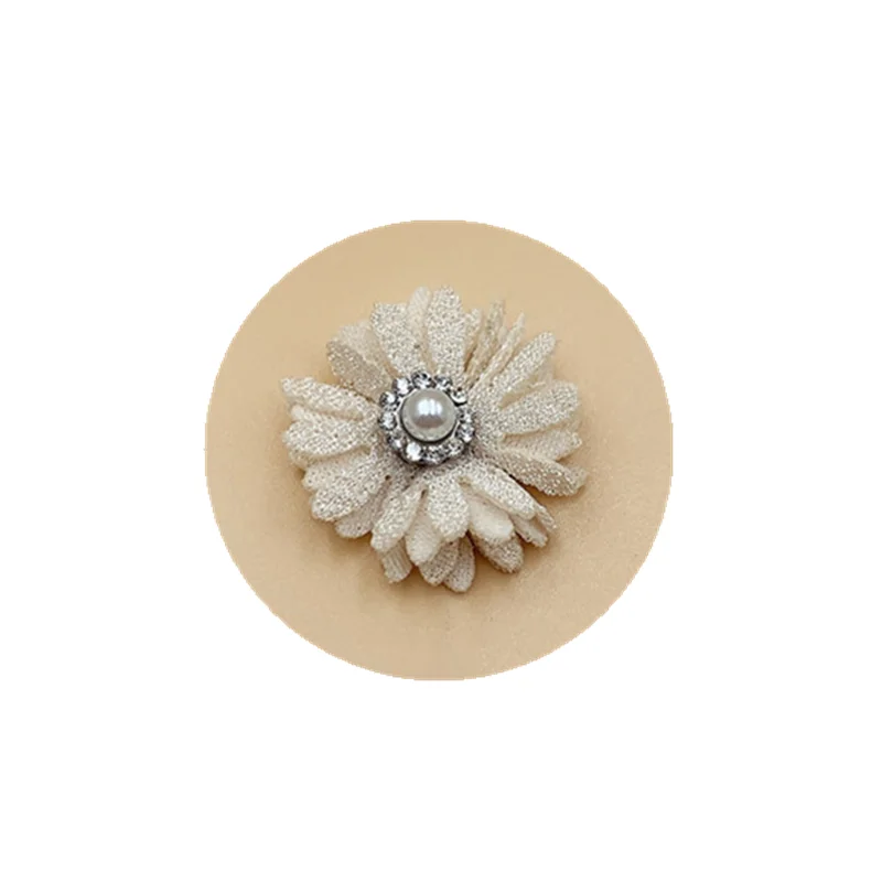 3cm Handmade Small Flower Pearl Hemp Sun Flower with Drill DIY Clothing Accessories Decorative Accessories 10-20pcs