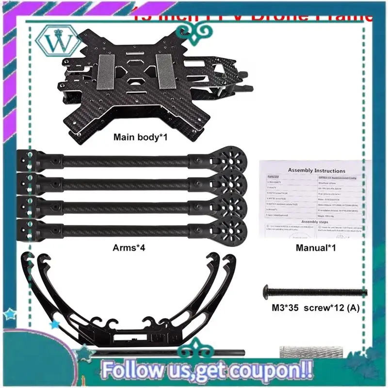 A75Q-15Inch FPV Racing Drone Frame Carbon Fiber Quadcopter FPV Freestyle Frame For Enhanced Flight Stability & Performance