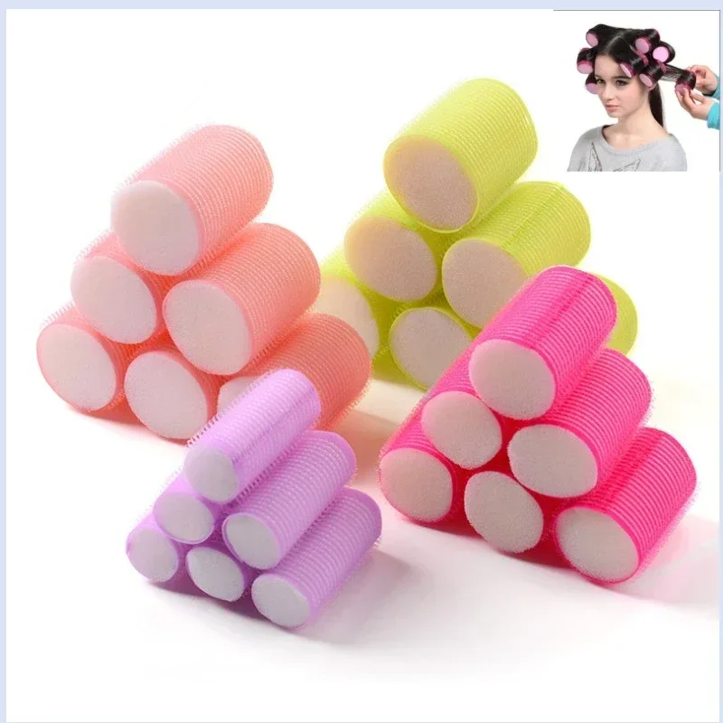 1/6pcs Self Grip Heatless Hair Curler Hair Rollers Set No Heat Self-adhesive Curling Hairdressing Styling Tool Different Size