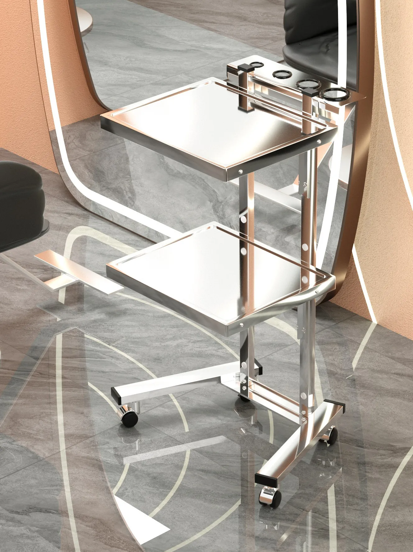 

Stainless steel cart for hair cutting, beauty and hairdressing, folding hair salon, special haircut, perm and dyeing car