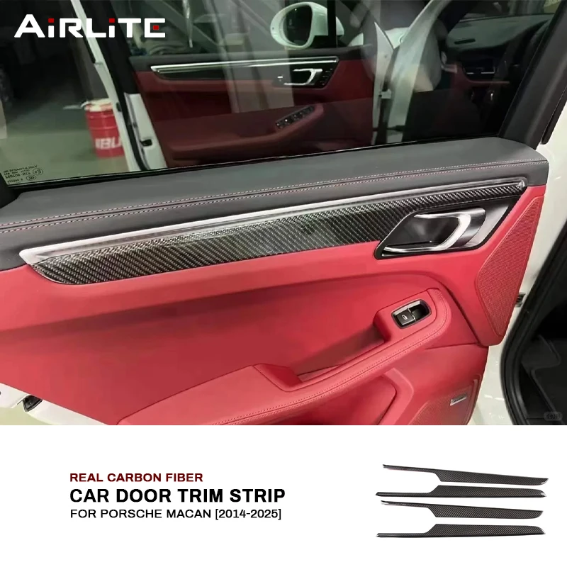 

Real Carbon Fiber Car Inner Door Panel Decorative Strip Cover Trim Sticker Interior Accessories For Porsche Macan 2014-2025