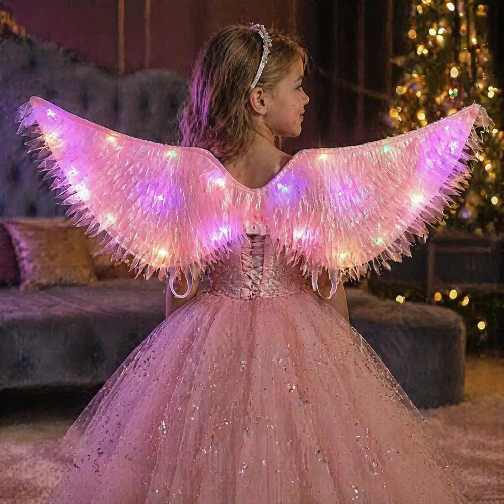 Led Angel Led Light-up Angel Glowing Feather Fairy Kids Costume Props for Christmas Halloween Stage Performance Light Up Fairy