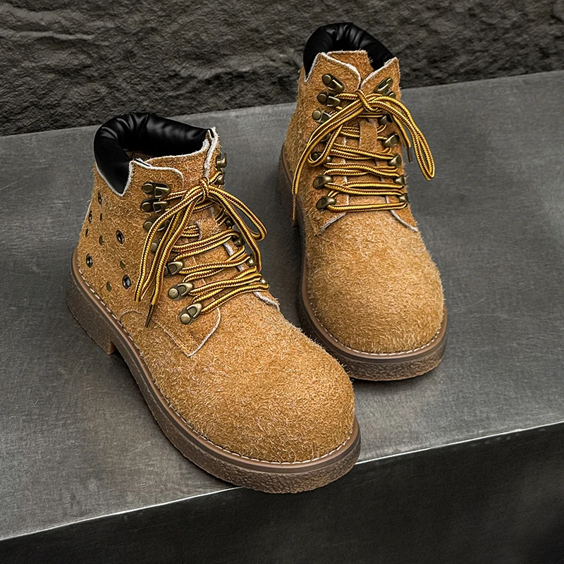 

European and American Autumn and Winter Men Short Boots Suede Enhanced Breathability Fashionable Motorcycle Boots