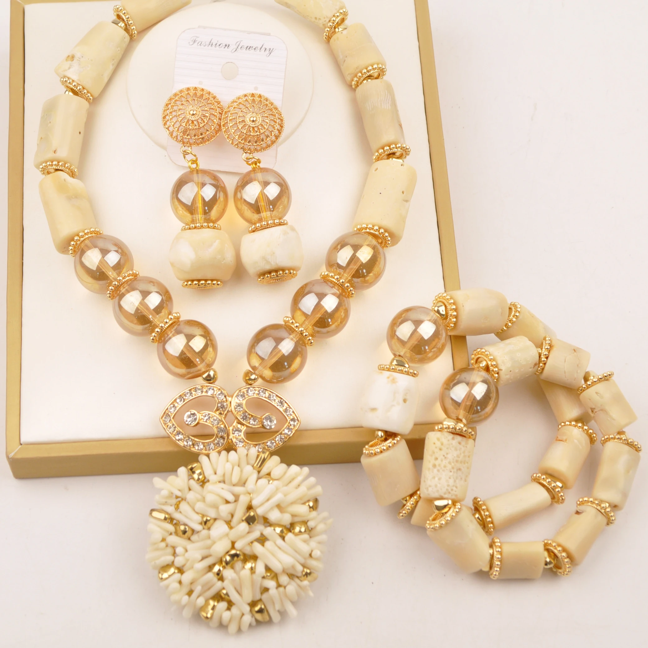 Nigerian Wedding Coral Necklace African Banquet Party Jewelry Set